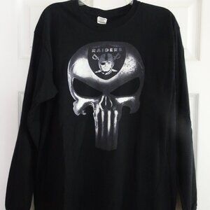 Punisher Las Vegas Oakland Raiders Long Sleeve T-Shirt Men's Large NWOT